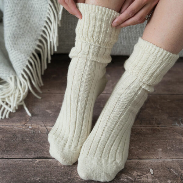 Cream Alpaca bed socks