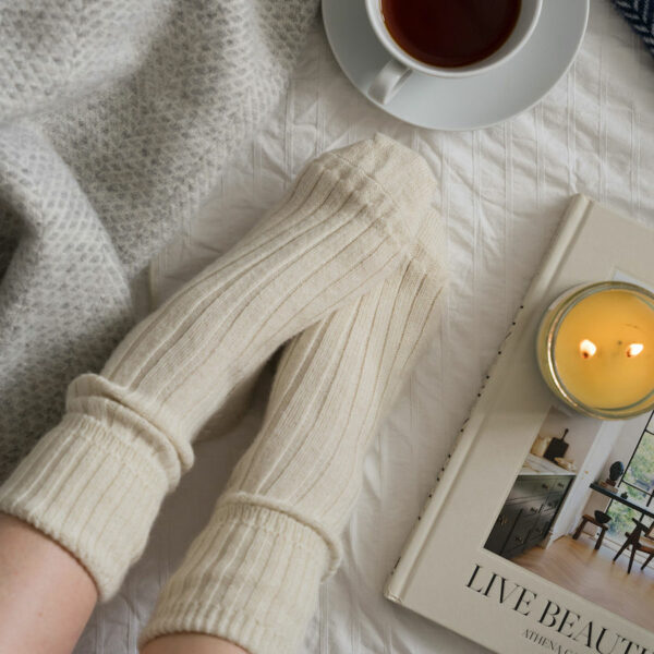 Cream Alpaca bed socks