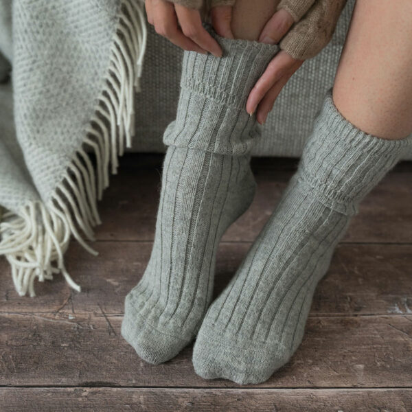 Grey Alpaca bed socks