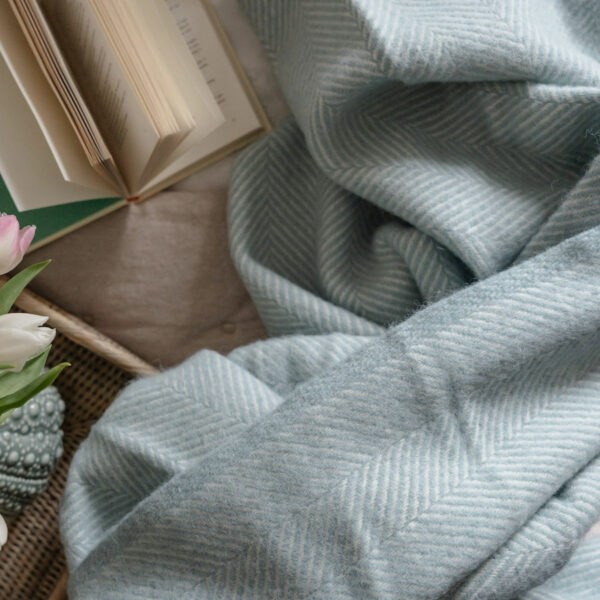 Duck Egg Herringbone Throw