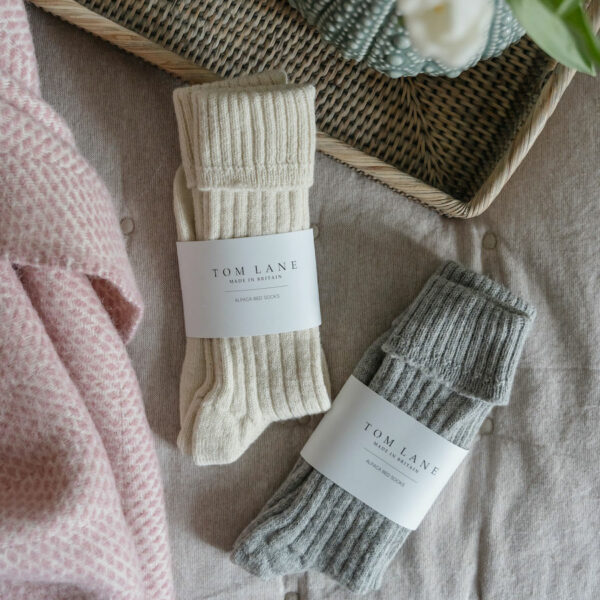 Grey Alpaca Bed socks Box