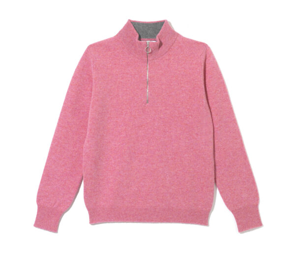 Ladies zip neck jumper – pink