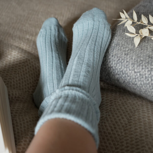 Blue Alpaca bed socks