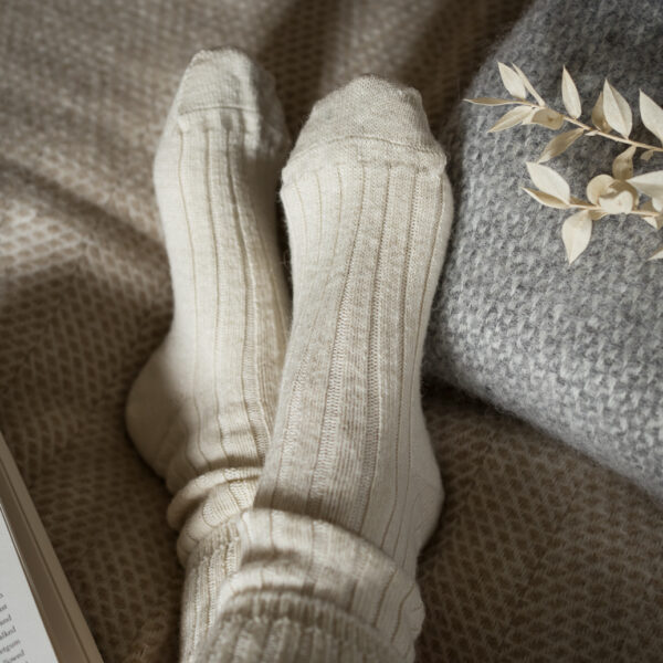 Cream Alpaca bed socks