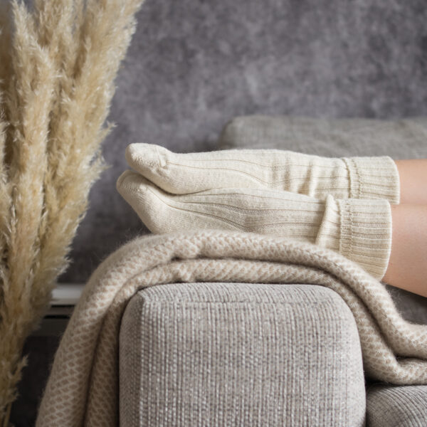 Cream Alpaca bed socks