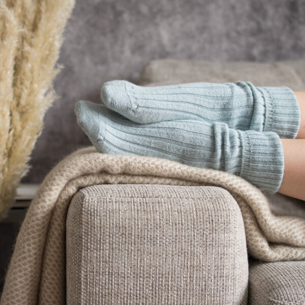Blue Alpaca bed socks