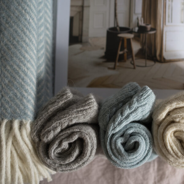 Cable knit alpaca bed socks – Grey