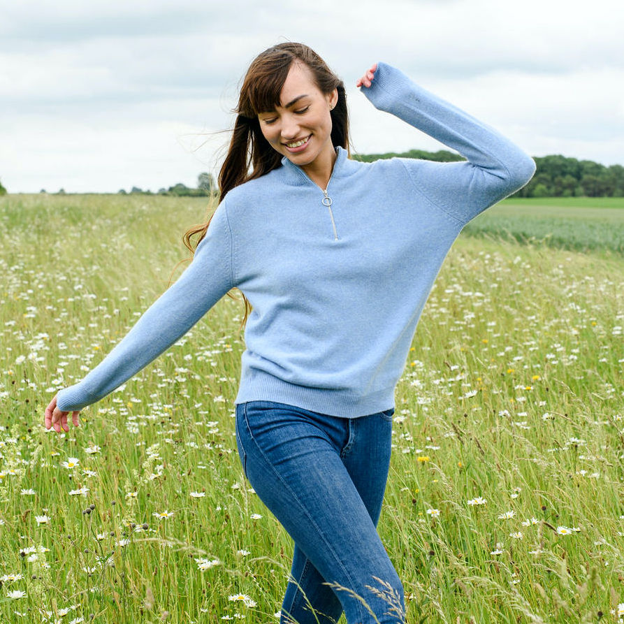 Ladies zip neck jumper - Blue