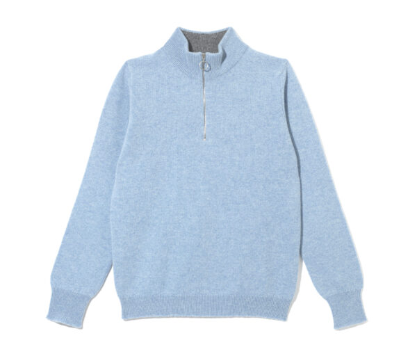 Ladies zip neck jumper – Blue