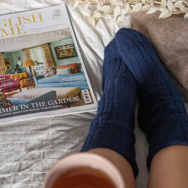 Navy Alpaca bed socks