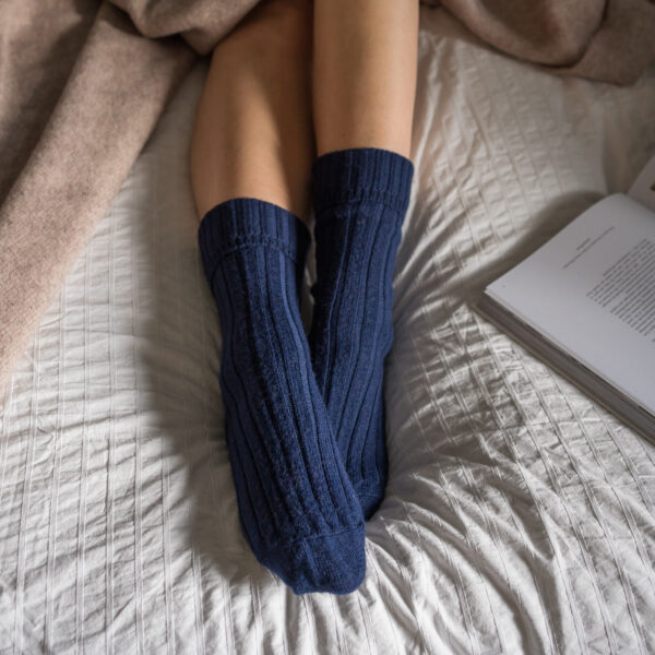Navy Alpaca bed socks
