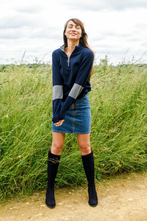 Suffolk Quarter Zip Jumper – Navy