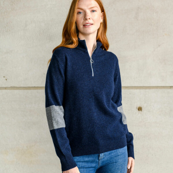 Suffolk Quarter Zip Jumper – Navy