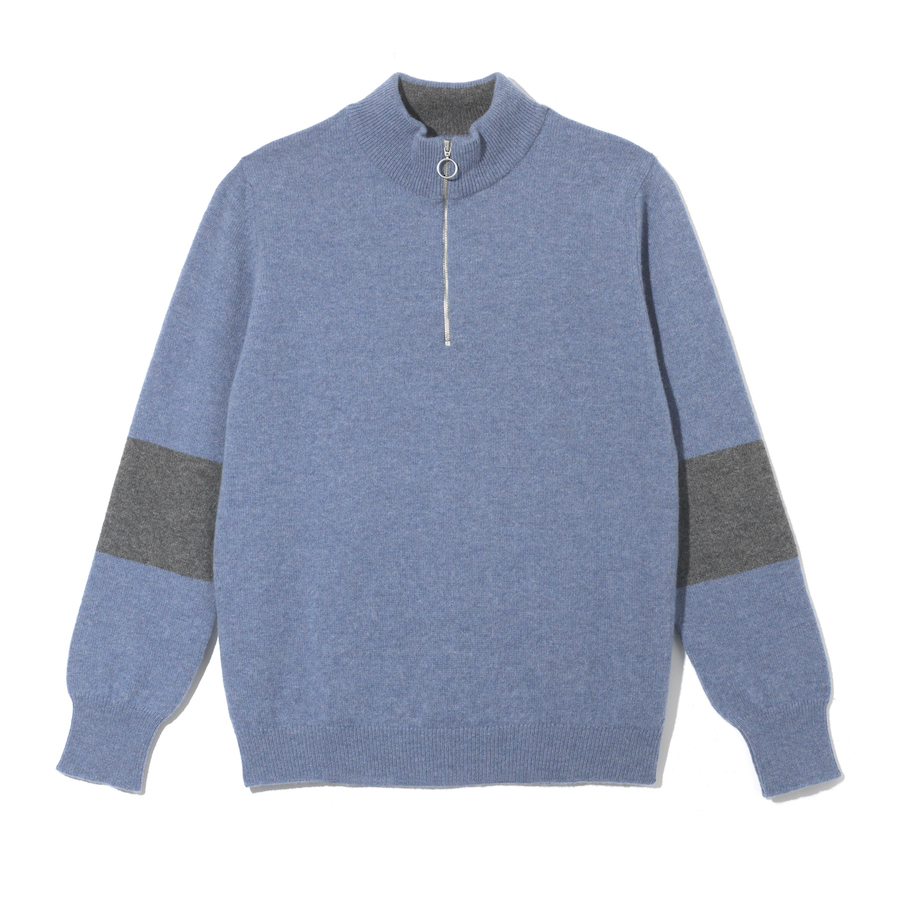 Suffolk Quarter Zip Jumper - Blue - Tom Lane