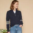 navy ladies suffolk zip neck