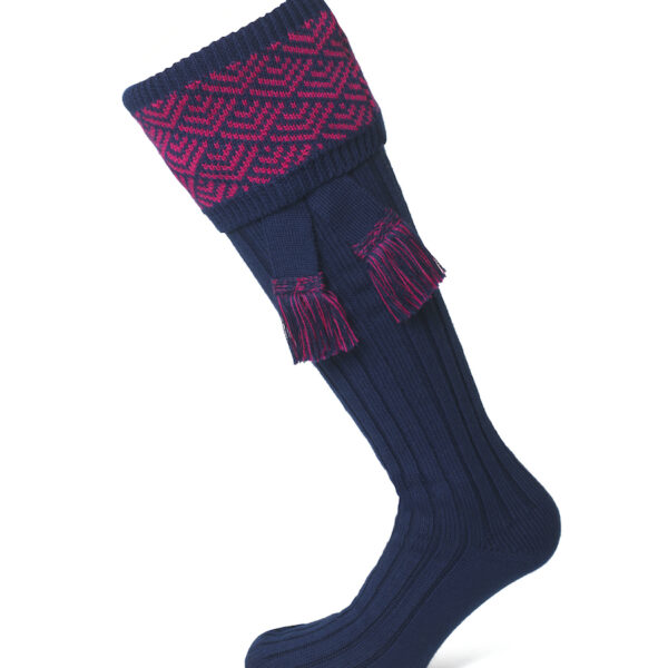 Belvoir shooting socks - Navy & Pink