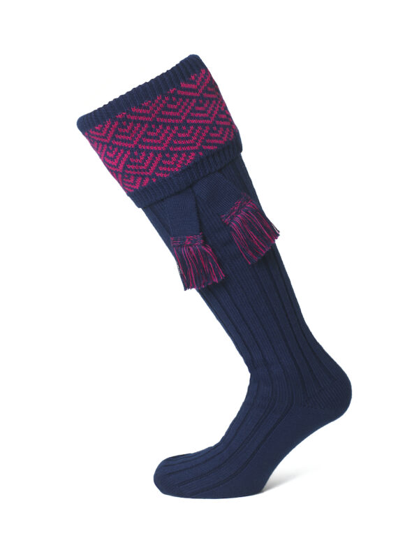 Belvoir shooting socks – Navy & Pink