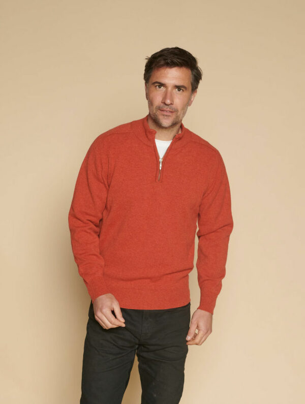 Mens Zip Neck Jumper – Orange