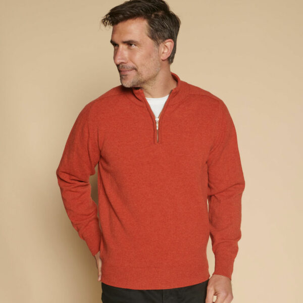 Mens Zip Neck Jumper – Orange