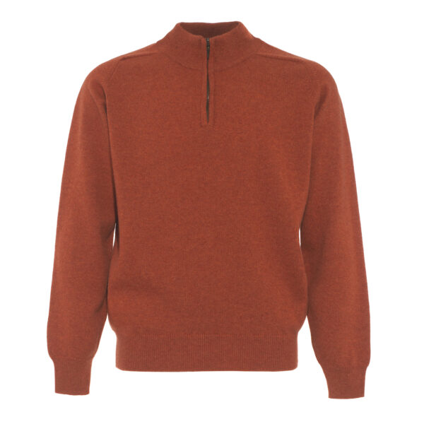 Mens Zip Neck Jumper - Orange