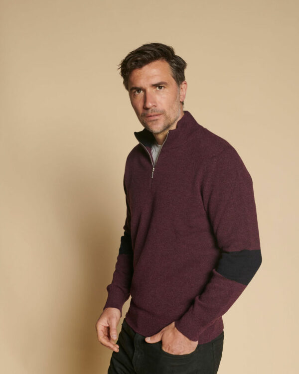 Suffolk 1/4 Zip Jumper – Burgundy