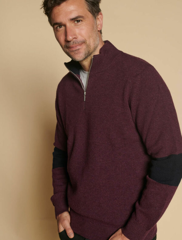 Suffolk 1/4 Zip Jumper – Burgundy