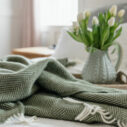 Olive Herringbone Throw - Image 2