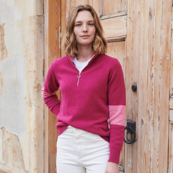 Suffolk Quarter Zip Jumper – Bilberry