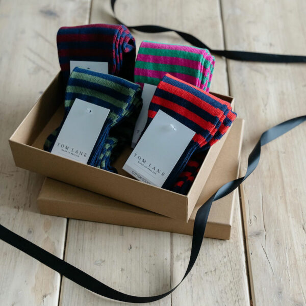 Striped cotton socks gift box