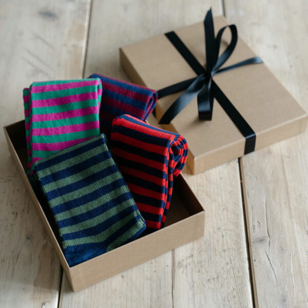 Striped cotton socks gift box