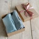 grey and blue bed sock gift box