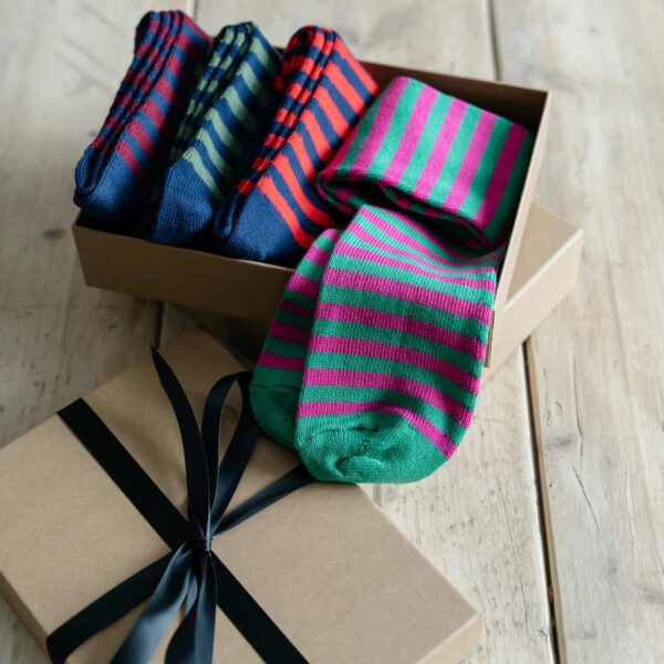 Striped cotton socks gift box