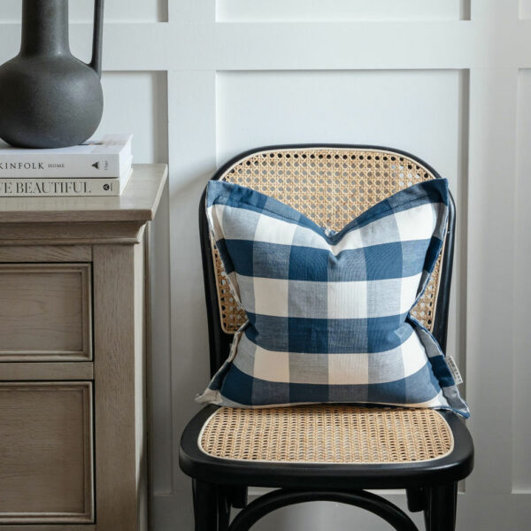 Islay checked cushion - Inky Blue