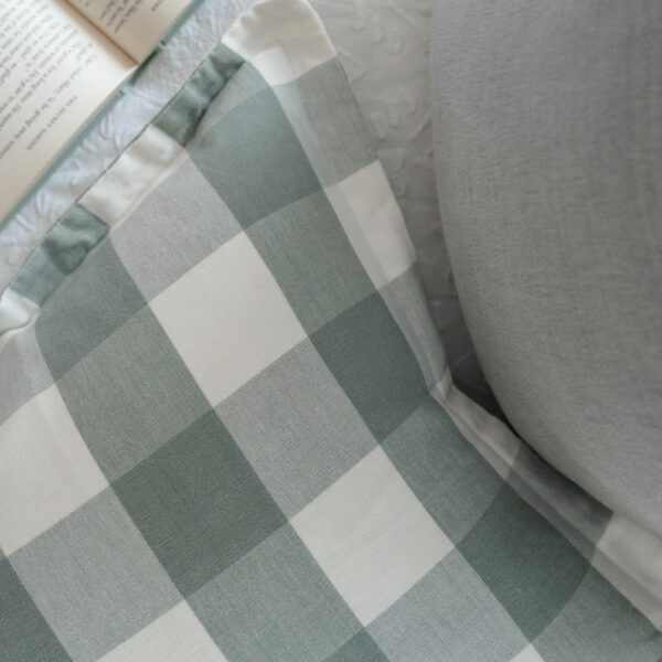 Islay checked cushion – French Blue