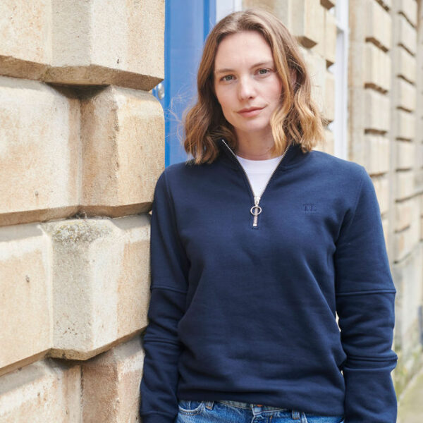 Ladies cotton 1/4 zip – Navy