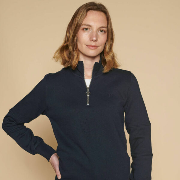 Ladies cotton 1/4 zip – Navy