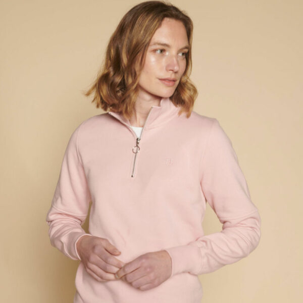 Ladies cotton 1/4 zip – Pink