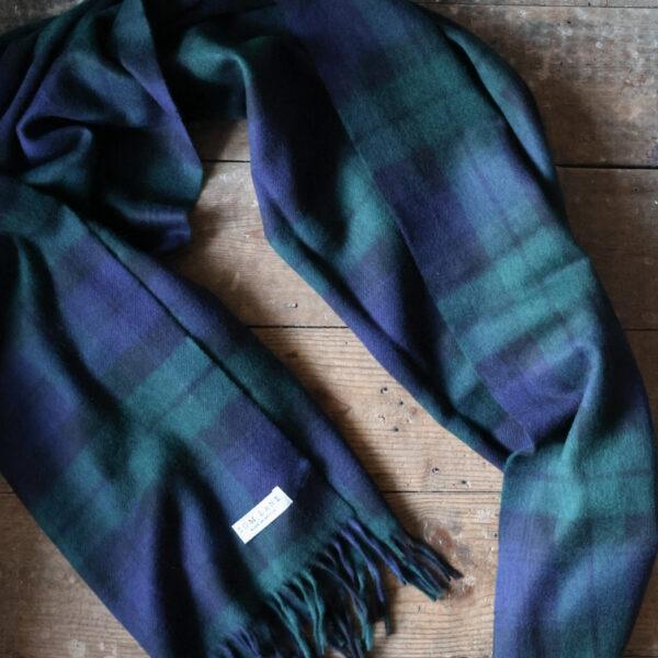 Large Merino Scarf - Black Watch Tartan