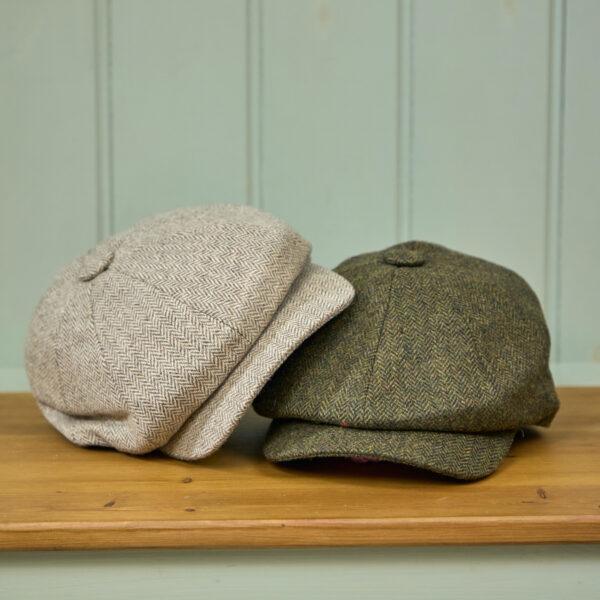 Baker Boy Hat – Olive Herringbone