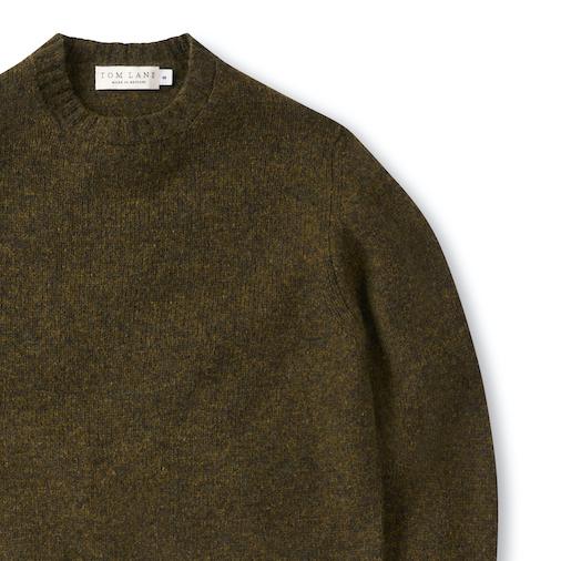 Shetland Crew Neck Jumper - Forest
