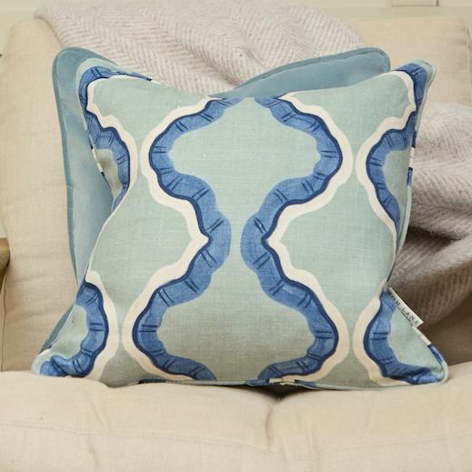 Ruffled cushion - Duck Egg