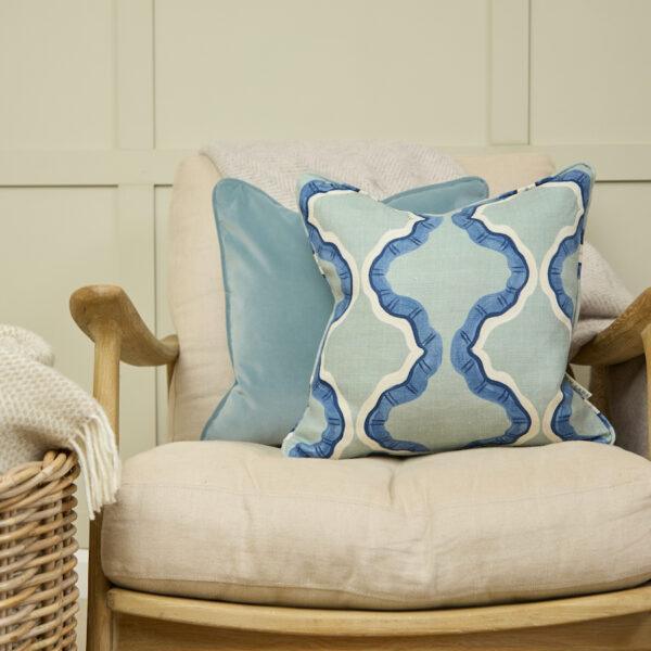 Ruffled cushion - Duck Egg
