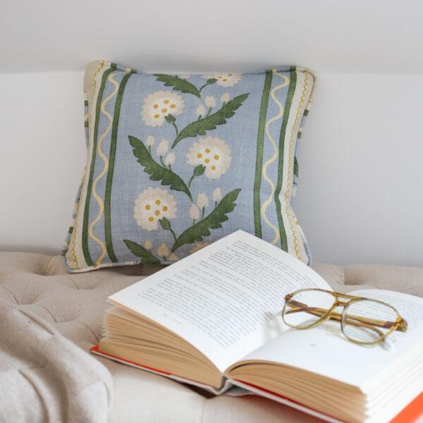 Polly Stripe Cushion - Cameo Blue