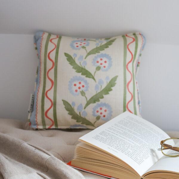 Polly Stripe Cushion - Cameo Blue