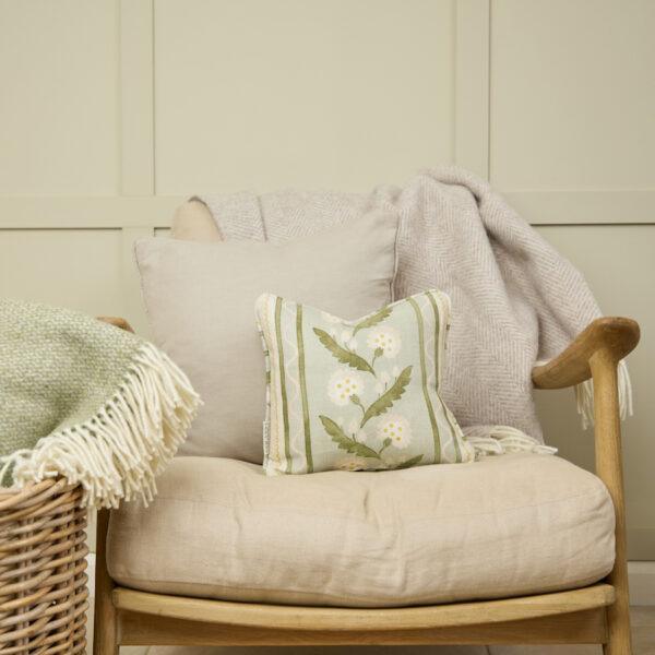 Polly Stripe Cushion - Moss