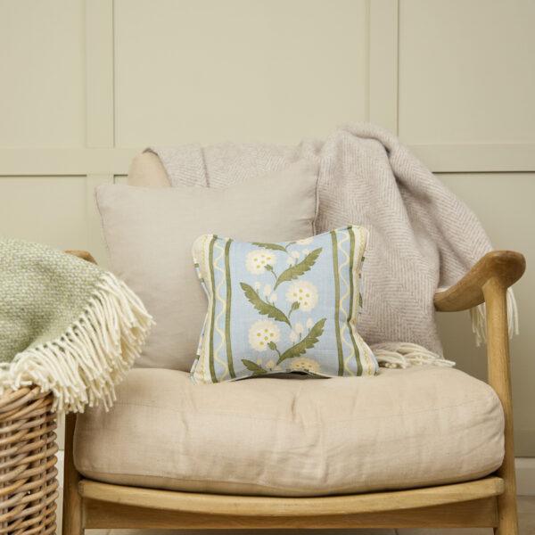 Polly Stripe Cushion - Cameo Blue