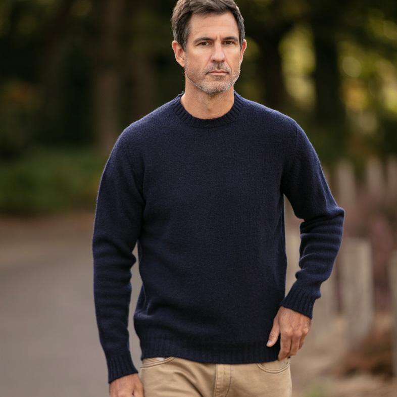 Shetland Crew Neck Jumper – Navy Shetland Crew Neck Jumper – Navy