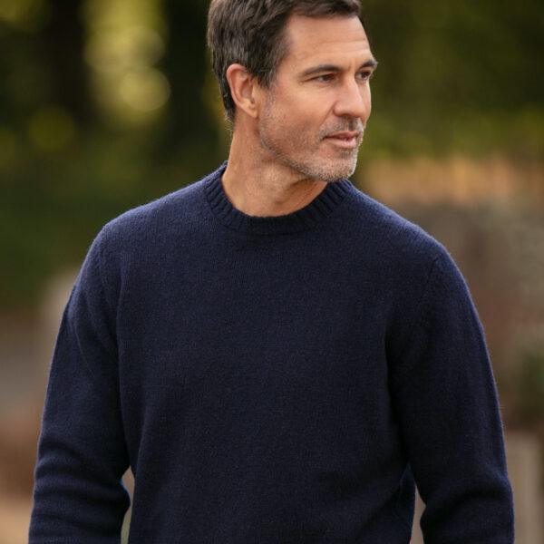 Shetland Crew Neck Jumper - Navy