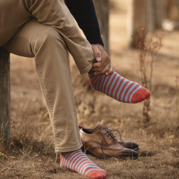 Petrol & Orange cotton socks
