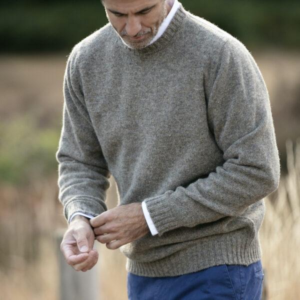 Shetland Crew Neck Jumper - Oyster